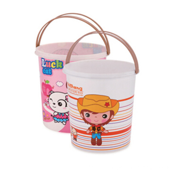 Cute Printed Design Plastic Dust Bin with Handle